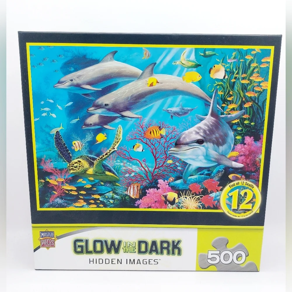 Sea Serenity Glow In The Dark Hidden Images 500 Piece Jigsaw Puzzle‎ Dolphins